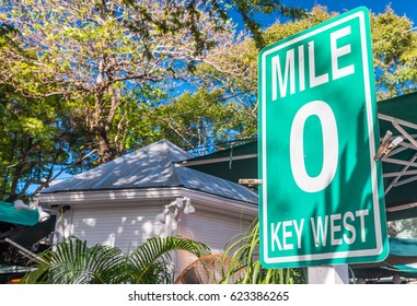 Mile Zero Street Sign In Key West, FL.