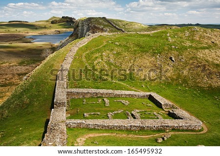 Milecastle 39 part of Hadrians Wall in Northumberland on the Scottish Border