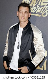 Miles Teller At The 2016 MTV Movie Awards Held At The Warner Bros. Studios In Burbank, USA On April 9, 2016.