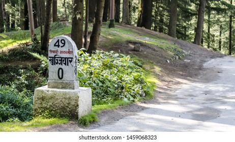 Milestone Showing Distance Khajjiar Written Hindi Stock Photo ...