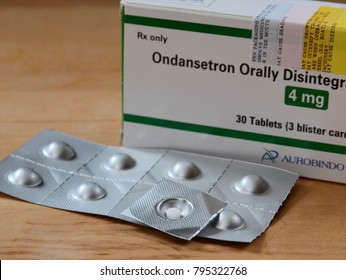 MILFORD,PA, USA - JANUARY 16,2018: Prescription Drug Ondansetron, Also Known As Zofran, Used To Treat The Nausea Side Effect Of Strong Chemotherapy Treatments. 