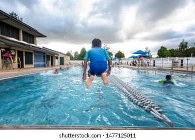 MILILANI, HAWAII - AUG 10:  Scene At A Community Recreation Center Swimming Pool On August 10, 2019.