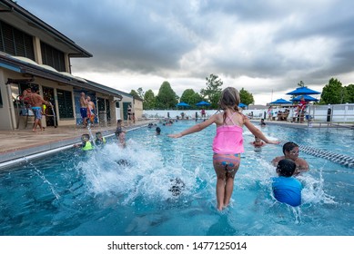 MILILANI, HAWAII - AUG 10:  Scene At A Community Recreation Center Swimming Pool On August 10, 2019.