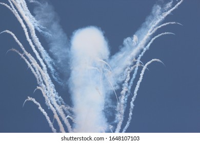 Military Aircraft Shooting Out Flares.