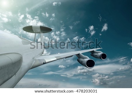 Military airplan on the speed in the sky