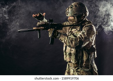 Group Soldiers Holding Guns Aiming Cover Stock Photo (Edit Now) 433964401