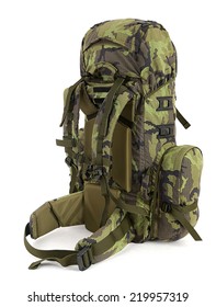 Military Backpack Isolated On White.