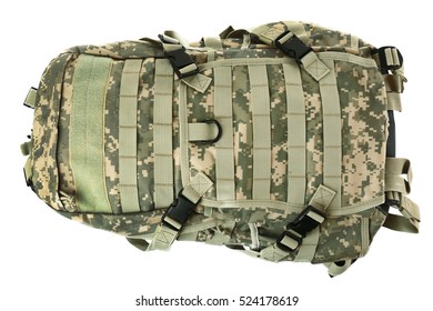 Military Backpack On White Background