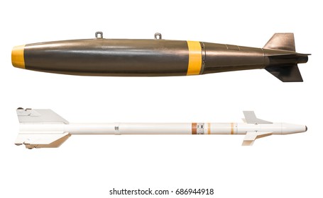 Military ballistic missile isolated on white background with clipping path