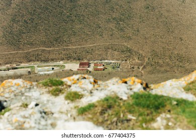 Military Base In Bakhchisarai. Secret Military Base A Top View. Military Unit In Crimea, Russia. Tanks, Armored Personnel Carriers,guns. War Zone. Mountainous Landscape. Military Unit In The Mountains