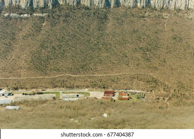 Military Base In Bakhchisarai. Secret Military Base A Top View. Military Unit In Crimea, Russia. Tanks, Armored Personnel Carriers,guns. War Zone. Mountainous Landscape. Military Unit In The Mountains