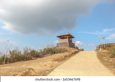 Military Base Camp Front Entrance And Checkpoint. Military Base In Border Area At The Top Of The Mountain