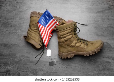 Military Boots Usa Flag Dog Tags Stock Photo 1455262538 | Shutterstock