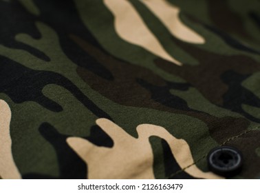 Military camouflage uniform, textile, fabric, close up