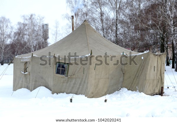 Military Canvas Tent Set On Shooting Stock Photo Edit Now 1042020241