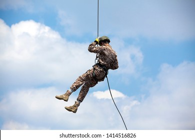 Military Force Is Practicing Rappel