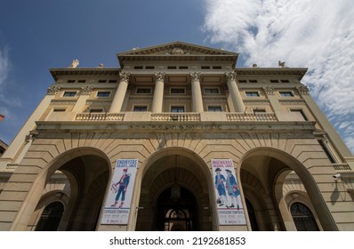 Military Government Building. Museum Of Barcelona In The Colon Square. City Of Barcelona, Catalonia, Spain. August 2022.