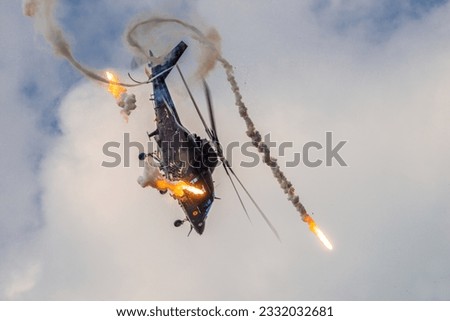military helicopter during air combat