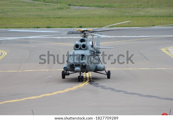 military helicopter. Lithuanian air\
force Mi-8 (September 2020, Vilnius/Lithuania)\
