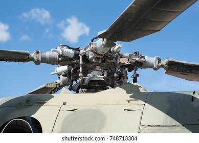 Military Helicopter Rotor Blade Detail Close Up.