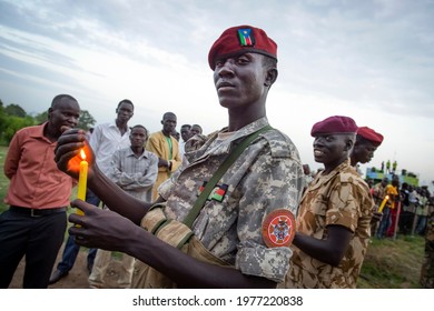Military hold candle n July 9, 2018 to mark the day that South Sudan will officially declare independence from the north in Juba, the capital of the soon-to-be declared Republic of South Sudan. 