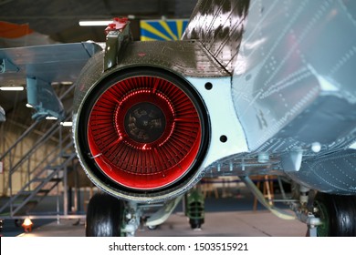 Military jet engine shot close-up