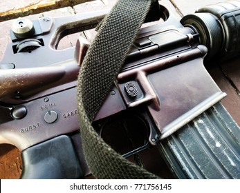 Military M16a2  gun in the war