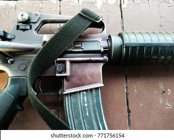 Military M16a2  gun in the war
