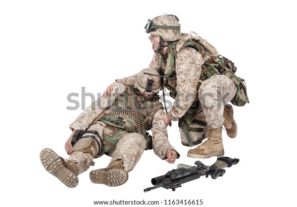 Military Medic Commando Shaking Shoulders Trying Stock Photo (Edit Now ...