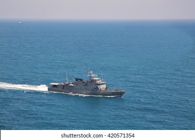 Military Navy Ships In A Sea Bay 