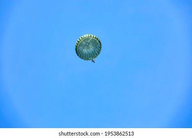 Military Parachute Jump At Training