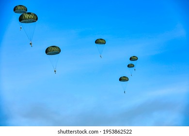 Military Parachute Jump At Training