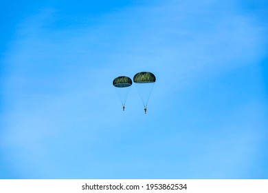 Military Parachute Jump At Training