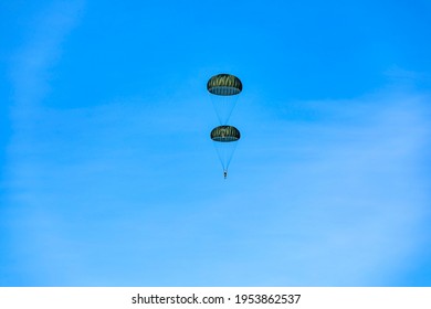 Military Parachute Jump At Training