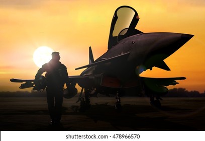Military pilot and aircraft at airfield on mission standby - Shutterstock ID 478966570