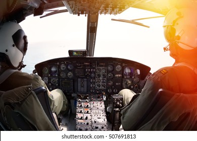 Military Pilot Soldier On Helicopter