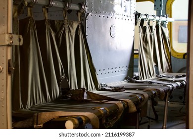 Military Plane Empty Seat In An Old Military Aircraft Under Concept Of Military, Soldier Or War Usage