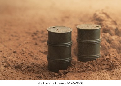 Military Scene With Oil Drums