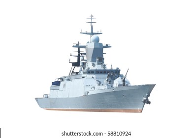 Military ship under the white background
