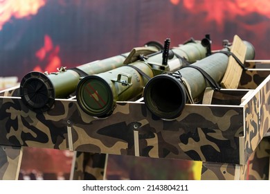 Military, Shooting RPG Anti Tank Grenade Launcher. War Trophy. Military Supplies Of Heavy Weapons. Anti-tank Grenade Launchers