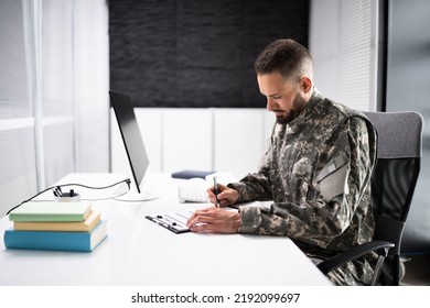 Military Student Education. Army Soldier Veteran In College