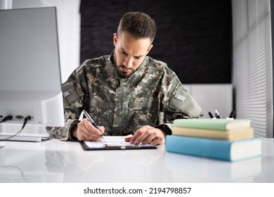 Military Student Education. Army Soldier Veteran In College