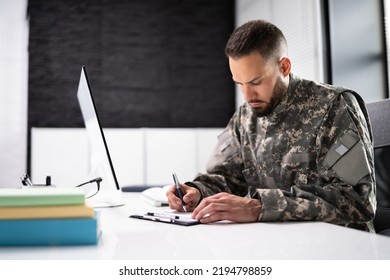 Military Student Education. Army Soldier Veteran In College