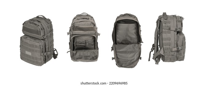 Military tactical  backpack. Travel bag. Rucksack isolated on white background.