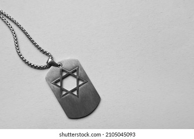 Military Tag Of Israeli Soldier On Grey Background