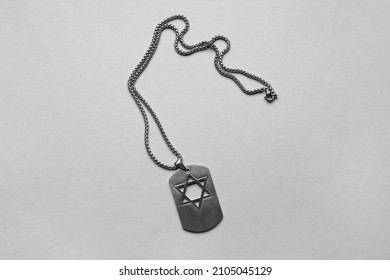 Military Tag Of Israeli Soldier On Grey Background