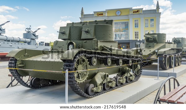 Military technology exhibits of\
military historical museum, Ekaterinburg, Russia, 6/30/2013\
year