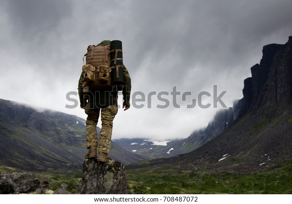 Military tourist in the canyon