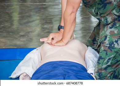 Military Training Resuscitate Cpr Course Dummy By Hand Comperssion