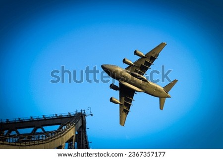 Military transport aircraft Flying in the sky.